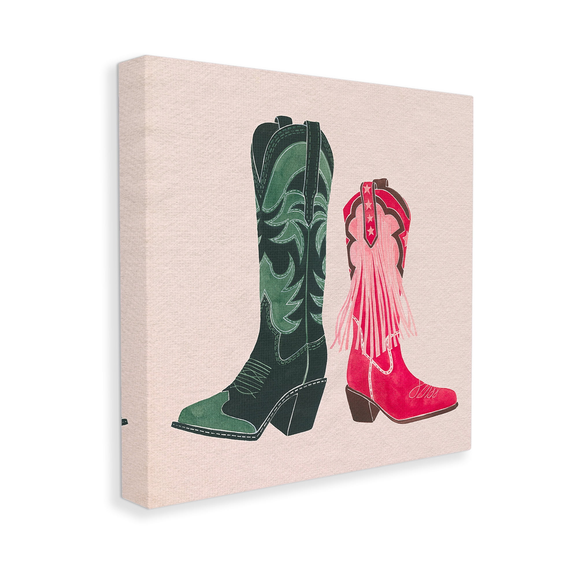 Stupell Industries Cowboy & Cowgirl Boots Beauty & Fashion Painting Gallery Wrapped Canvas Art Print Wall Art, 24 x 24
