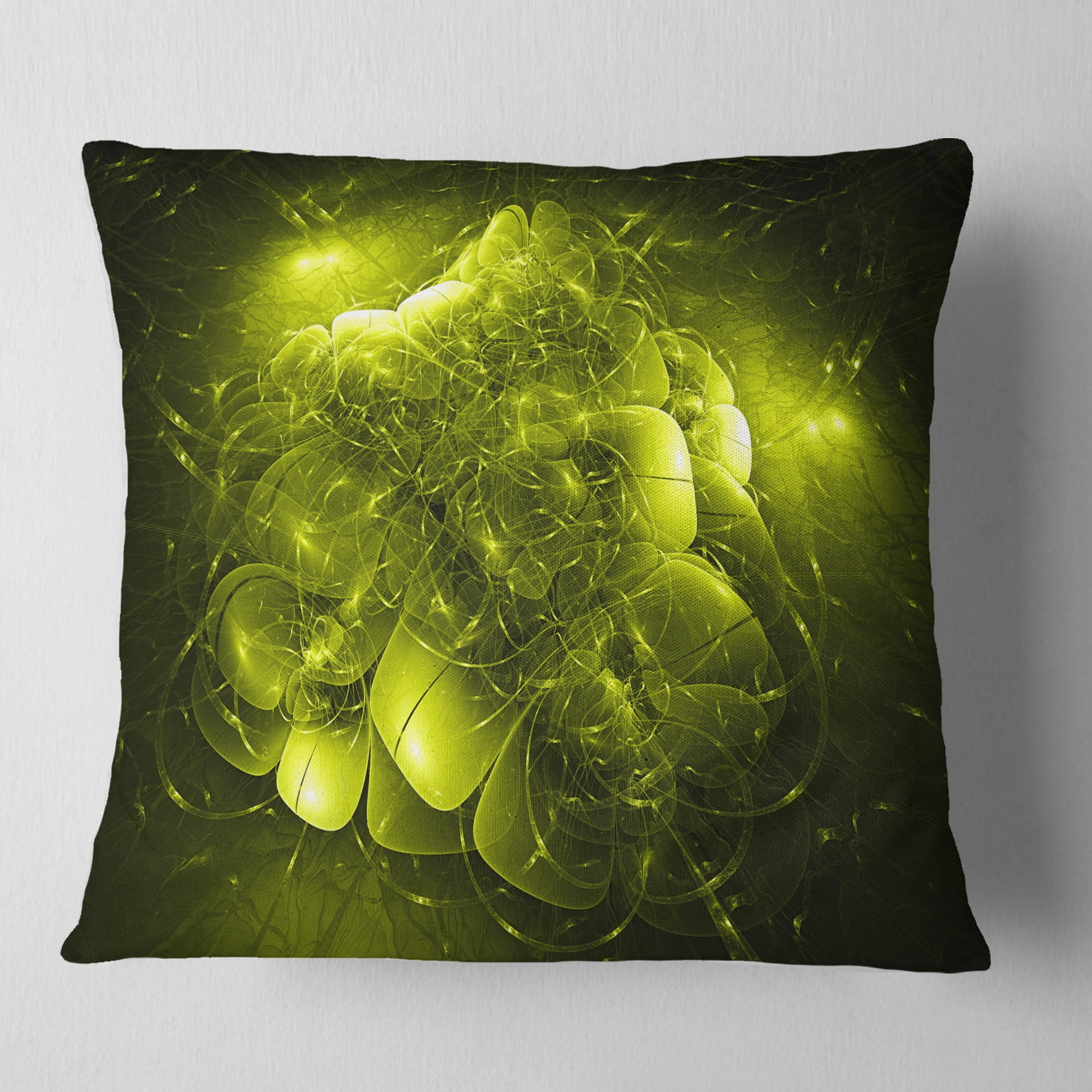 Designart Alien Mystical Flower Yellow - Floral Throw Pillow - 18x18