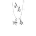 thumbnail image 2 of Delight Jewelry Silvertone Believe Star Silver tone Zig Zag Christmas Tree Charm Necklace and Stud Earrings, 2 of 4