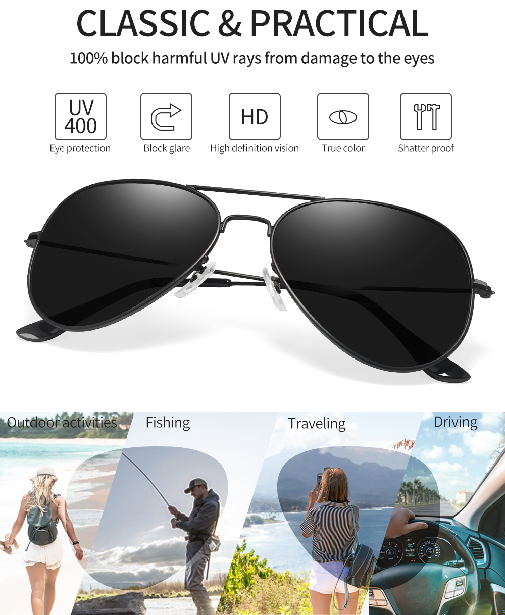Joopin Polarized Aviator Sunglasses, Black photo 6