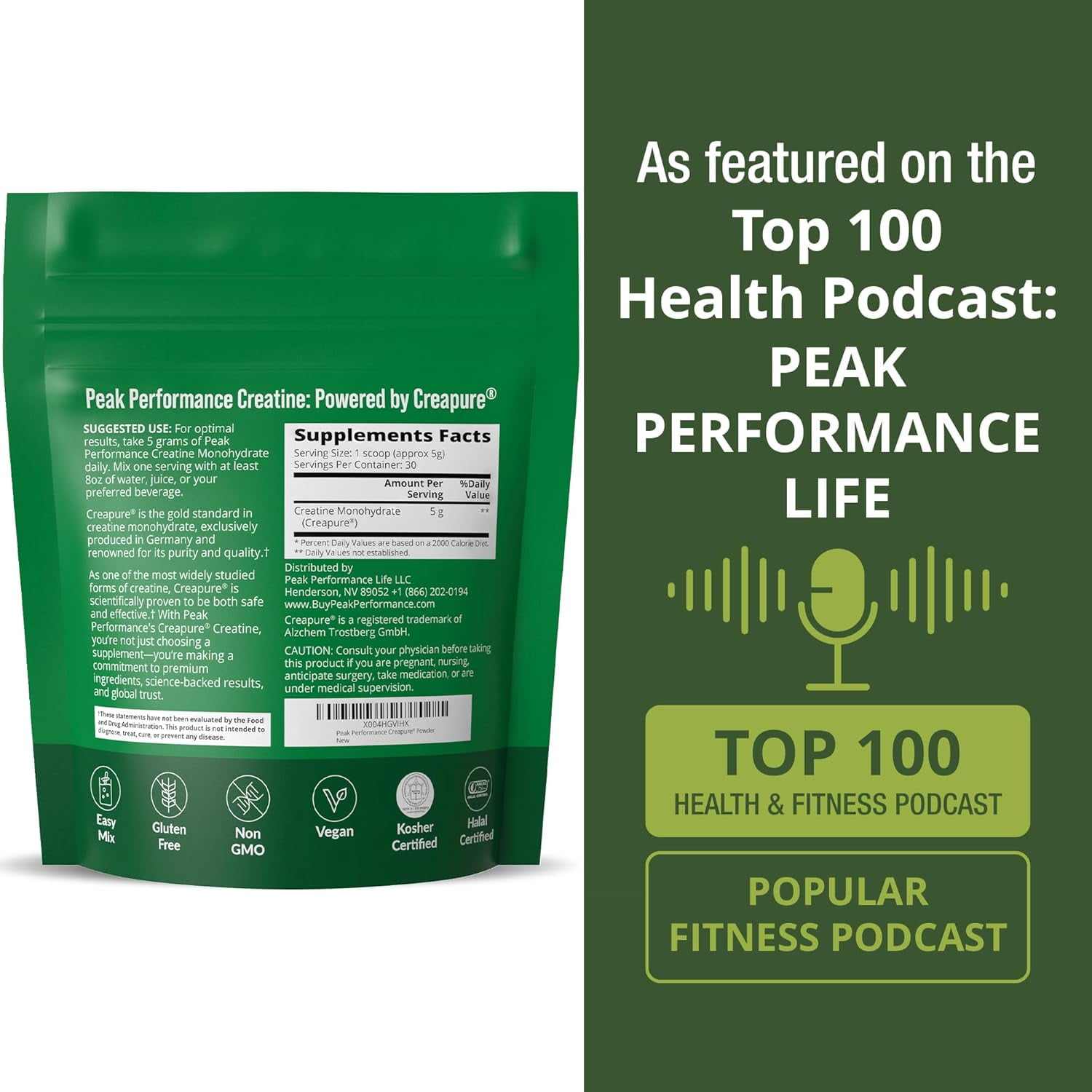 Peak Performance Creapure Creatine Monohydrate Powder