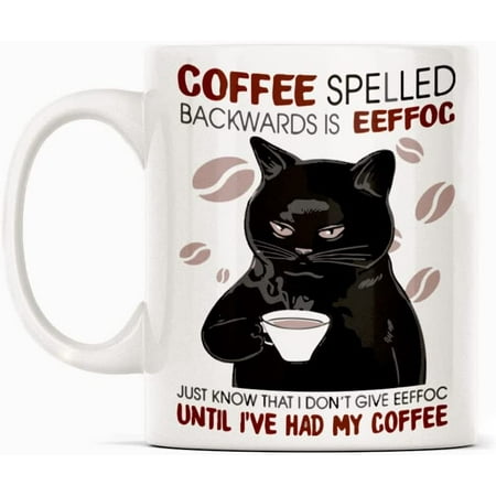 

Coffee Lover Angry Cat Mug Gift White Funny Sarcasm Coffee Cup Novelty