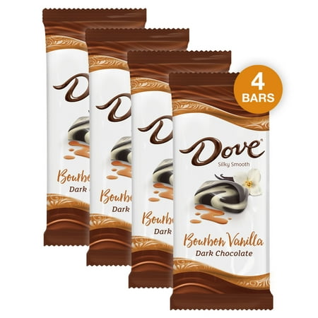 (4 pack) Dove Dark Chocolate Bourbon Vanilla Candy Bar, 3.3 (The Best Dark Chocolate Candy)