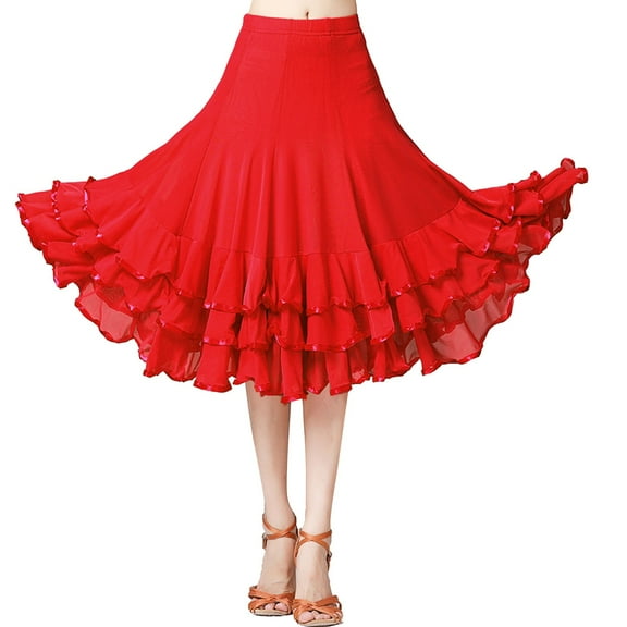 Mepaouo Dance Skirt for Women High Waist Swing Half Skirts Party Ballroom Tulle Short Dress Sizes S-2X
