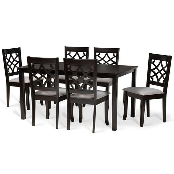 Bowery Hill Grey and Dark Brown Finished Wood 7-Piece Dining Set