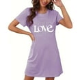 thumbnail image 2 of Tauxra Chemise de Nuit à Manches Courtes pour Femmes Grande Taille Col Rond Coupe Ample avec devant Imprimé, 2 of 6