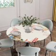 thumbnail image 2 of World Map Fitted Tablecloth with Elastic Edged, Round Table Cloth for Dining Table, Farmhouse Famous Building Tourism Bridge Waterproof Oil Proof Table Cover for Indoor Outdoor 36"-44", 2 of 8
