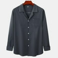 thumbnail image 2 of HAPIMO Loose Shirts Cardigan for Men Fashion Casual Long Sleeve Work Outwear Solid Color Comfy Daily Button Lapel Pocket Fall Winter Holiday Dark Gray XXL, 2 of 4