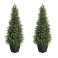 thumbnail image 1 of Set of 2 Artificial Cedar Topiary Trees,3Ft Tall Faux Pine Shrubs in Nursery Planter,Realistic Outdoor & Indoor Cypress Bushes for Front Porch, Garden, Office & Home Décor, 1 of 7