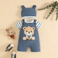 thumbnail image 4 of CAICJ98 Baby Boy Summer Clothes Short Sleeve Cute Cartoon Romper+Overalls Suspender+Hat Sets Newborn Infant Outfits (Sky Blue,6-12 Months), 4 of 4