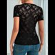 thumbnail image 4 of Tops Cortos de Encaje de Corta con Cuello en V para Mujer, Camiseta de Transparente de Corte Entallado, Atuendo de Verano Y2K Negro XXL, 4 of 6