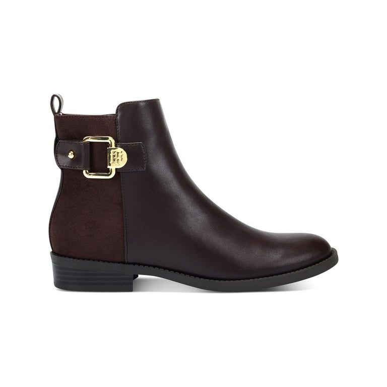 Tommy Hilfiger Women s Inella Faux Leather Almond Toe Booties Brown Size 5.5 M Walmart