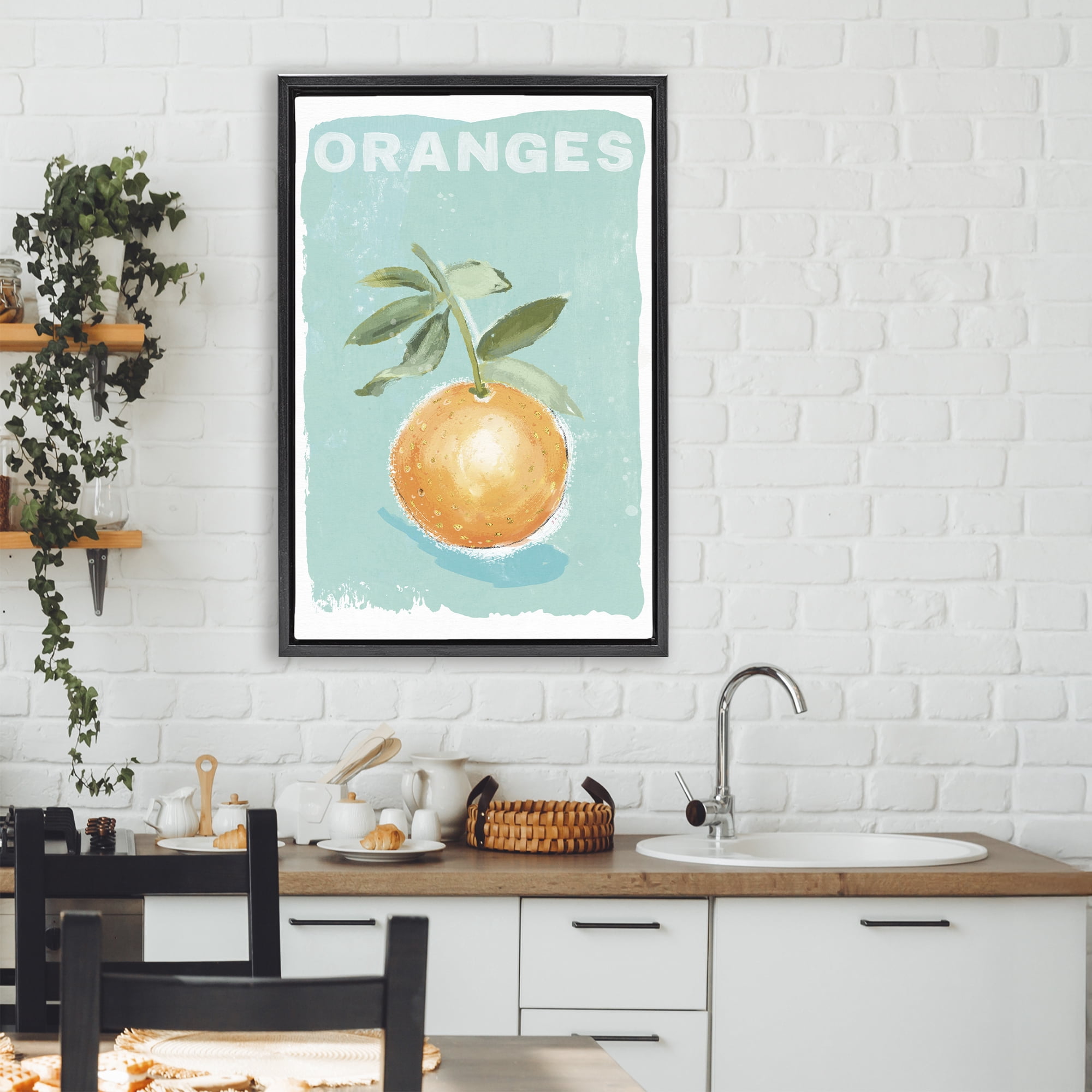 Stupell Industries Orange Twist Motif Black Framed Floater Canvas Wall Art, design by Chad Barrett