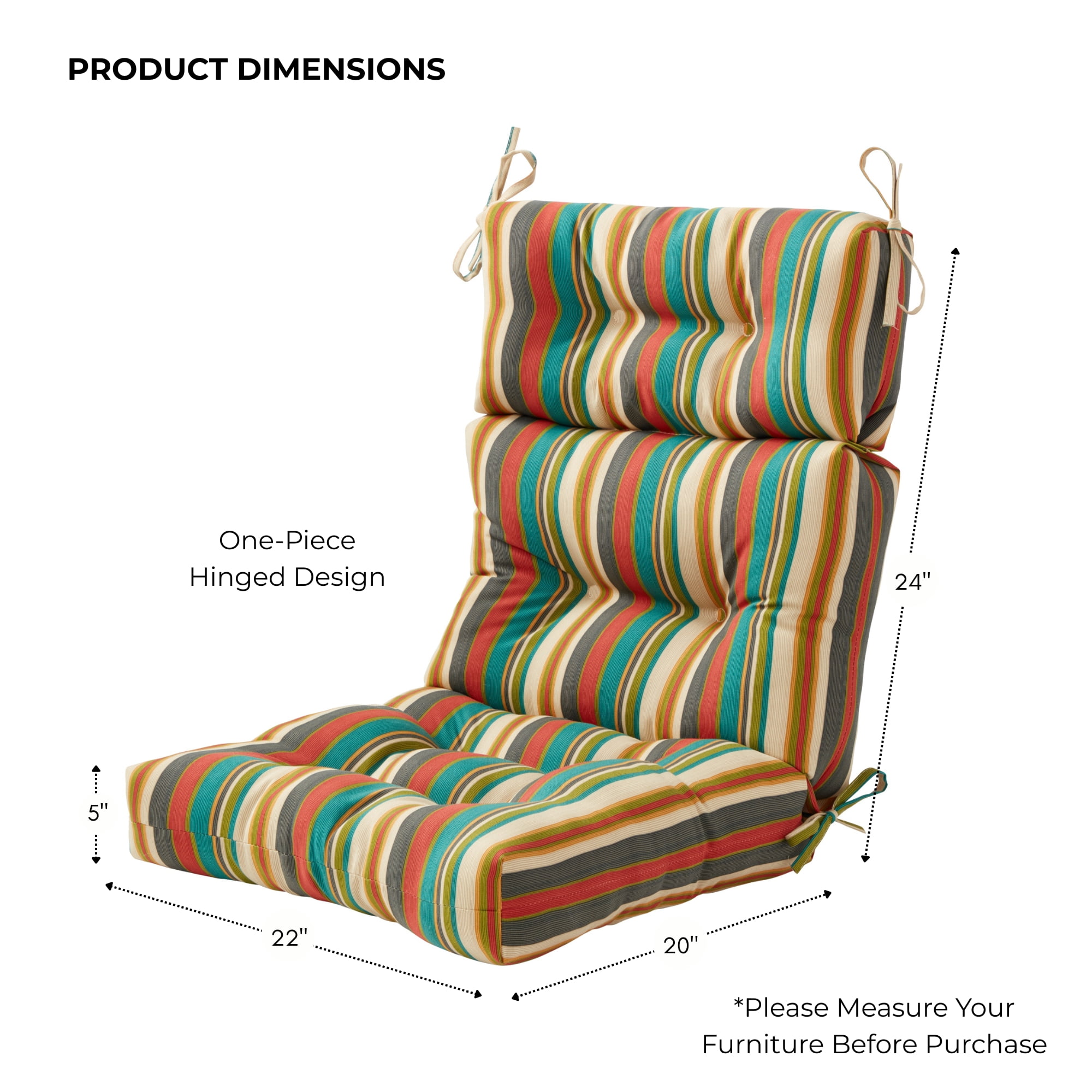 Greendale Home Fashions Outdoor 44'' x 22'' High Back Chair Cushion, Sunset Stripe