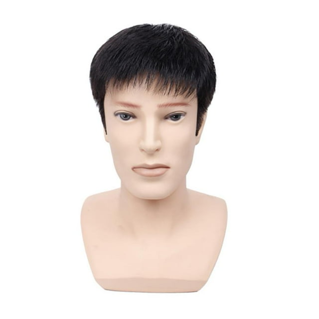 Perruques Synthétiques Courtes pour Hommes, Pièces de Cheveux (Coupe Brosse)