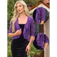 thumbnail image 2 of DARING DIVA Women's Lace Shrug Ruffle Cardigan Open Front Half Sleeve Bolero M Purple, 2 of 6