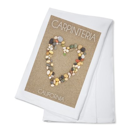 

Carpinteria California Stone Heart on Sand (100% Cotton Tea Towel Decorative Hand Towel Kitchen and Home)
