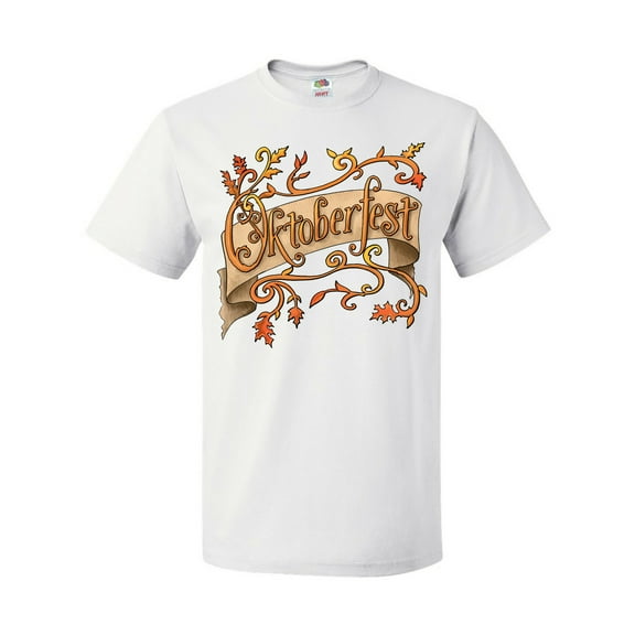 Inktastic Oktoberfest Banner with Orange Autumn Leaves T-Shirt