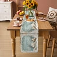 thumbnail image 3 of Teal Coastal Table Runner, Vintage Ocean Beach Shell Nautical Washable Cotton Linen Table Runners 48 Inches Long, Dresser Scarf Runner for Nightstand/Coffee/End Tables 13''x48'', 3 of 8
