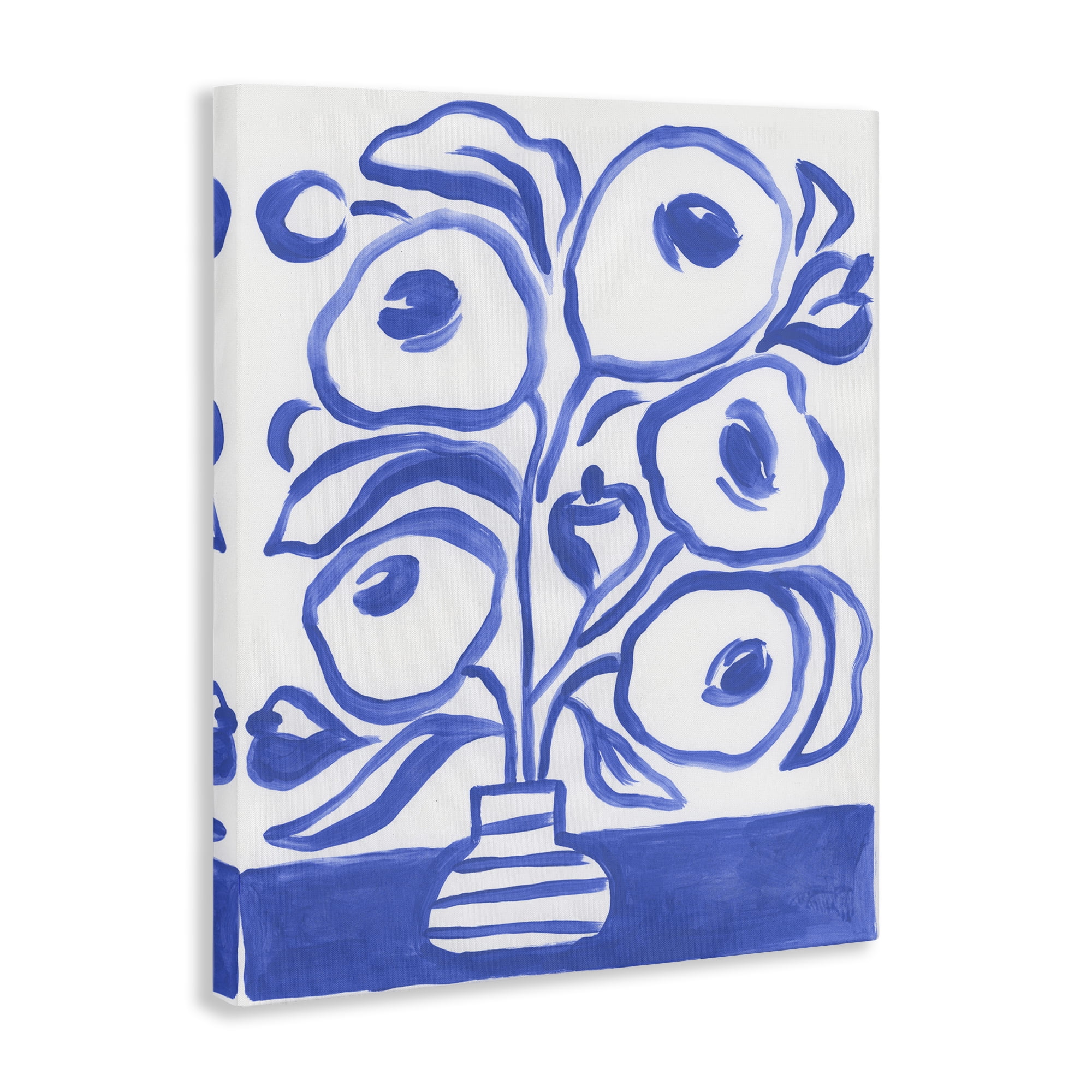 Stupell Industries Modern Blue Vase Botanical & Floral Painting Gallery Wrapped Canvas Art Print Wall Art, 36 x 48