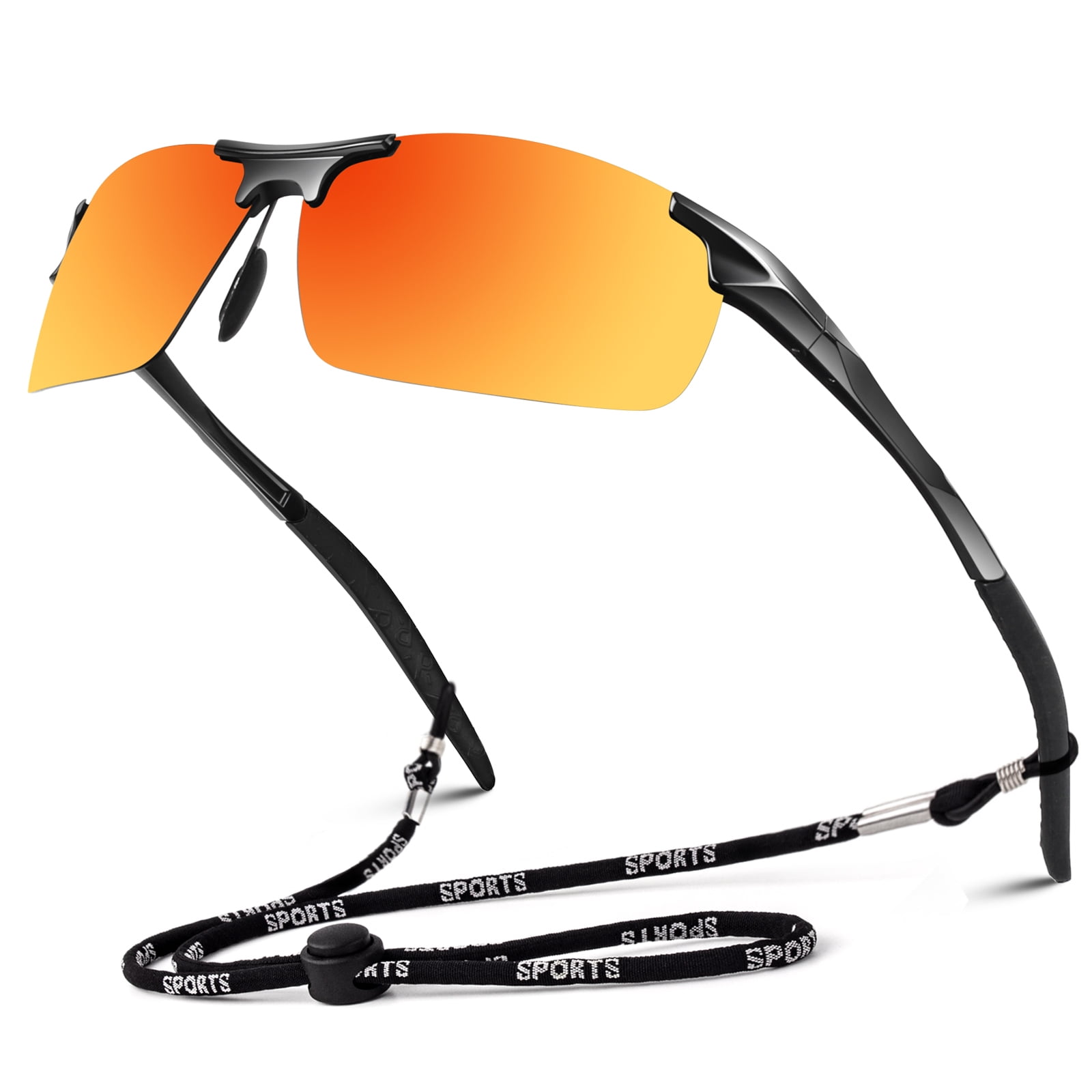 LINVO Polarized Sports Sunglasses for Men Ultralight Al-Mg Metal Frame for Driving Golfing Fishing Cycling UV Protection