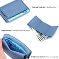 thumbnail image 4 of Cartera de cuero suave RFID (azul tesoro) – Cartera corta plegable para mujer, cartera minimalista pequeña triple, monedero de bolsillo para mujer, cartera con múltiples tarjeteros JM, 4 of 5