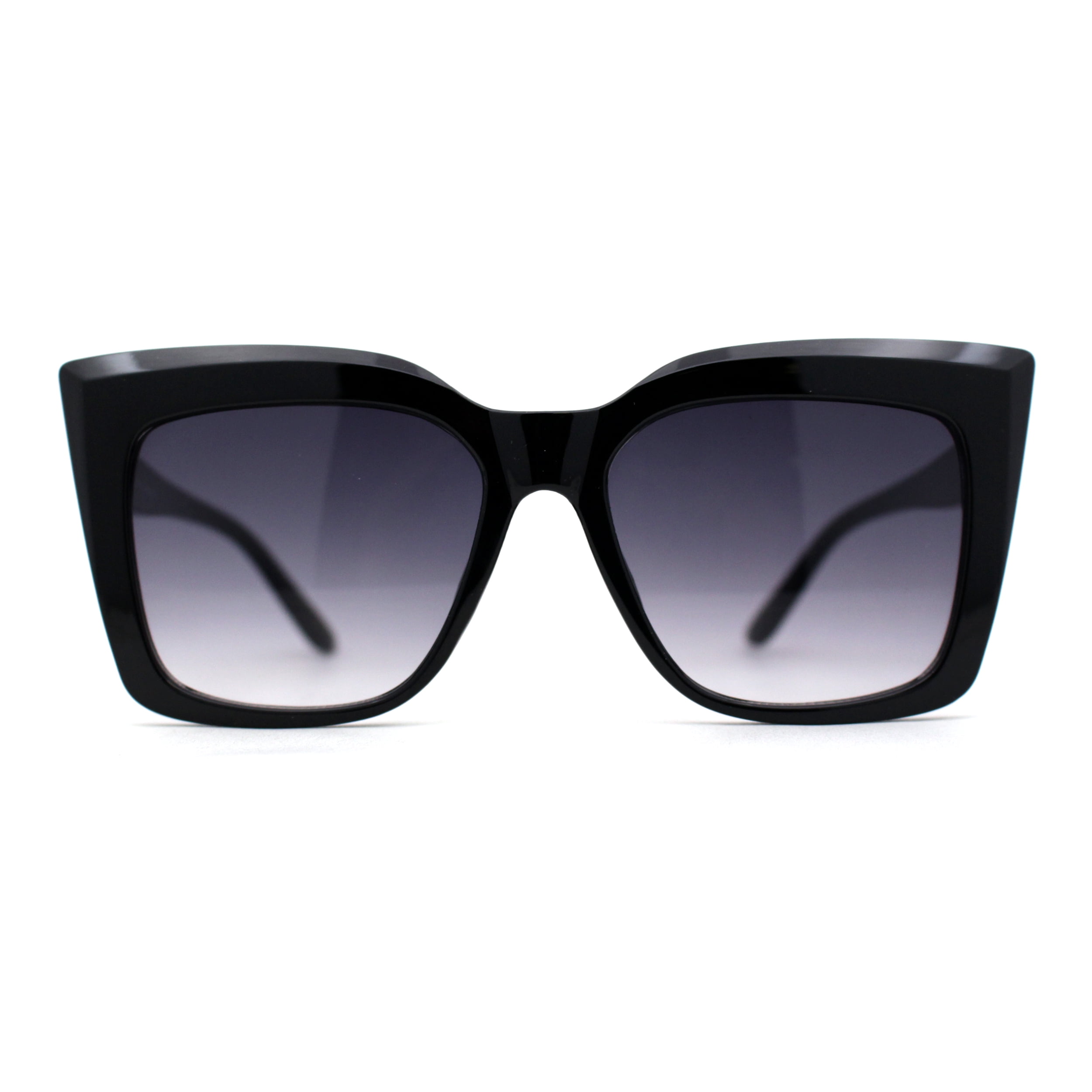 Sa106 Womens Mod Oversized Square Cat Eye Sunglasses Black Smoke 