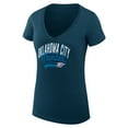 thumbnail image 2 of Women's G-III 4Her by Carl Banks Navy Oklahoma City Thunder Super-Slim Fit Lightweight Filigree Logo V-Neck T-Shirt, 2 of 3