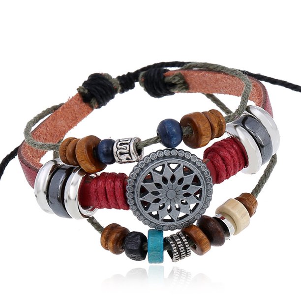 Mujer señora Bohemia viento con cuentas multicapa tejido a mano pulsera joyería