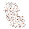 thumbnail image 4 of Fgnfyis Pyjamas pour Filles Pyjamas pour Filles Ensemble de Pyjamas Décontracté Imprimé Col Boutonné Manches Courtes Haut Shorts Blanc, 4 of 4