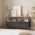 thumbnail image 2 of Mueble para TV de 47.2 Pulgadas – Hasta 55 Pulgadas – Consola Multimedia – 3 Cajones de Tela y Estante – Sala y Dormitorio – Negro y Gris, 2 of 15