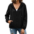 thumbnail image 6 of UDAUDU Women's Waterproof Raincoat Lightweight Rain Jacket with Hooded Windbreaker Trench Rain Coat with Pockets for Outdoor Black S, 6 of 10