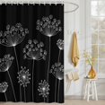 thumbnail image 3 of Shower Curtain White Dandelion Shower Curtains for Bathroom Decor, Waterproof Polyester Shower Curtain Set with Hooks, Small Stall Size 36" x 72" Black, 3 of 9