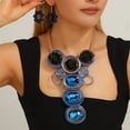 thumbnail image 3 of Aluminum Wire Chunky Statement Crystal Stone Necklace and Earring Set For Women Tribal Fashion Costume Jewelry Earring Sets Unique Colorful Big Rhinestone Crystal Pendent Collar Choker, 3 of 3
