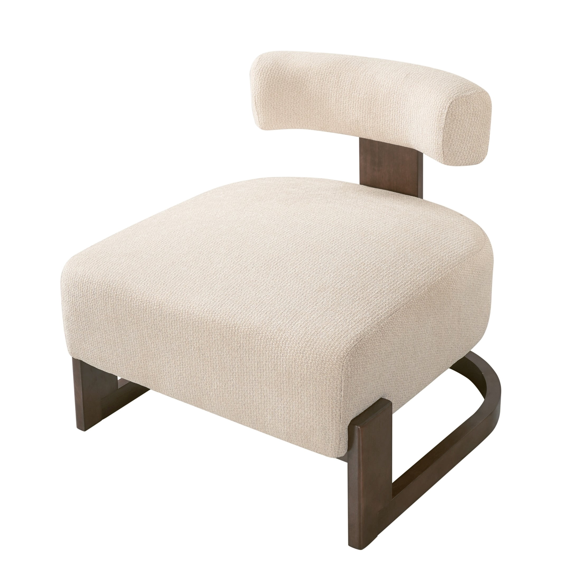 Christopher Knight Home Modern Armless Accent Lounge Chair, Curved Wood Base with Cushion, Oatmeal, Set of 2