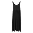 thumbnail image 4 of Womens 2025 Summer Sleeveless Square Neck Sundress Casual Long Flowy A Line Knit Dress Beach Vacation Maxi Dresses Black L, 4 of 5