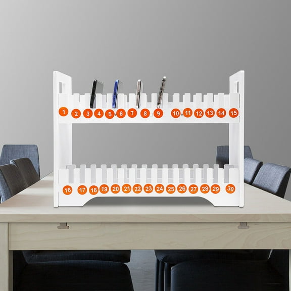 Classroom Cell Phone Storage, White PVC Cell Phone Holder, Mobile Phone Holder for Classroom Office (30 Slots)