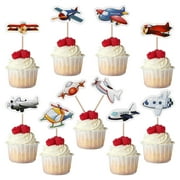 IBASETOY 10 Pcs Airplane Cupcake Picks Bamboo Stick Cake Decoration Assorted Color for Baby Showers