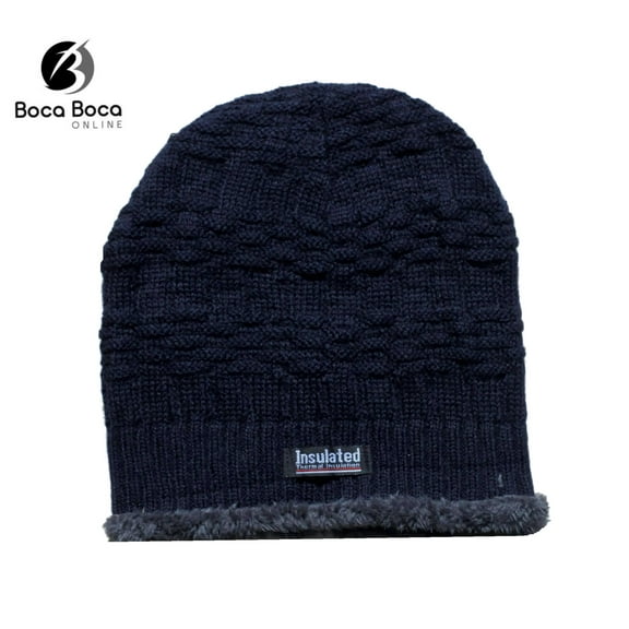 Unisex Soft Warm Winter Insulated Knitted Beanie Plush Fur Lining WN5692 -4