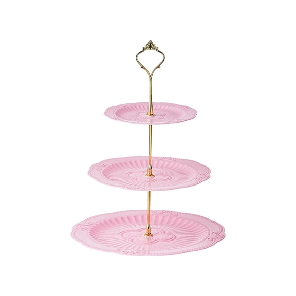 Pink 3 Tier Lace Edged Fruit Snack Stand Pink Dessert Tray For Living Room Coffee Table Dried Fruit Dishes