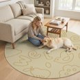 thumbnail image 2 of Round Area Rugs 6Ft, Brown Line Art Non-Slip Washable Circle Rugs Carpet, Abstract Minimalist Sketch Cartoon Outline Indoor Outdoor Rug Floor Mats Throw Runner for Bedroom Living Room Bathroom, 2 of 8