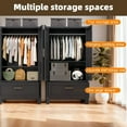 thumbnail image 2 of LUMAMIN Armoire Wardrobe Closet, 60" Tall 2 Doors Metal Wardrobe Cabinet with 1 Drawer, Adjustable Shelf & Hanging Rod for Bedroom, Office, Laundry, Entryway, Black, 2 of 11