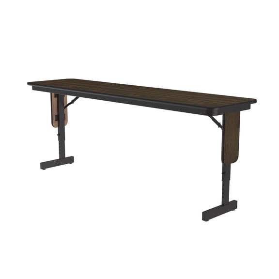 Pemberly Row Adjustable Height High Pressure Folding Seminar Table in Walnut