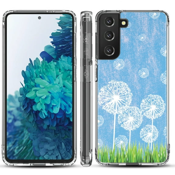 Shockproof Hybrid Bumper Phone Case for Samsung galaxy S21  5G / S21 Plus 5G, by OneToughShield ® - Dandelion Sky