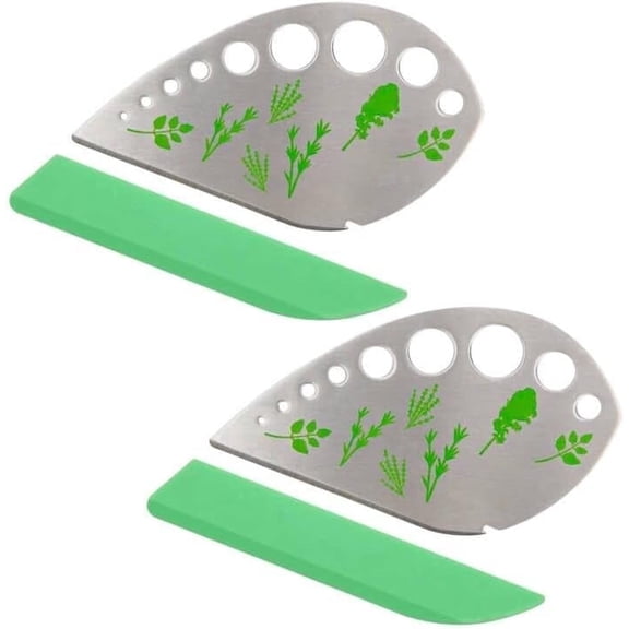 Herb Stripper 9 holes,  Stainless Steel Kitchen Herb Leaf Stripping Tool LooseLeaf Kale Razor Metal Herb Pealer for Kale, Chard, Collard Greens, Thyme, Basil, Rosemary (1 pack) (2, green)