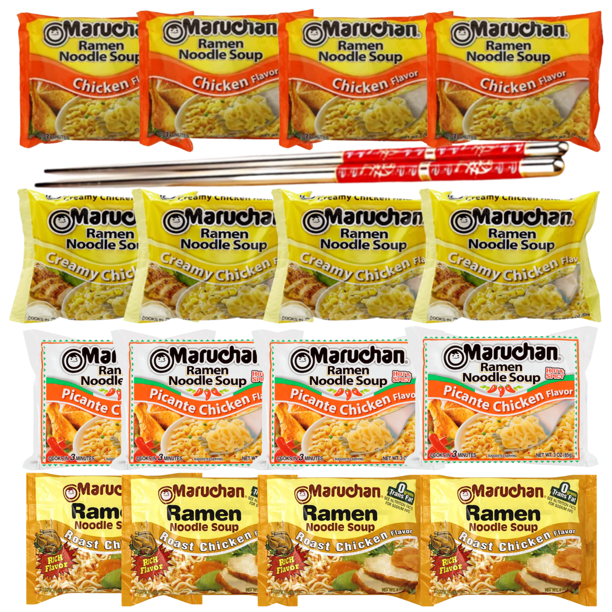 Instant Ramen Noodles Soup Variety Pack, (4)Chicken (4)Creamy Chicken
