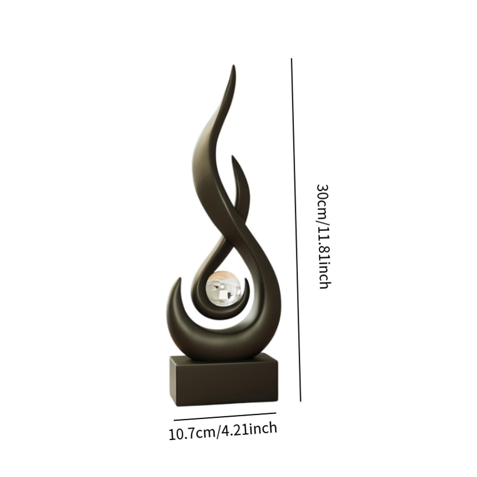 CoudarTitie Resin Flame Figurine Modern Art Sculpture and Cozy Living Room Decor Paper Floor Lamp Shade for Cabinet Indoor Ornament