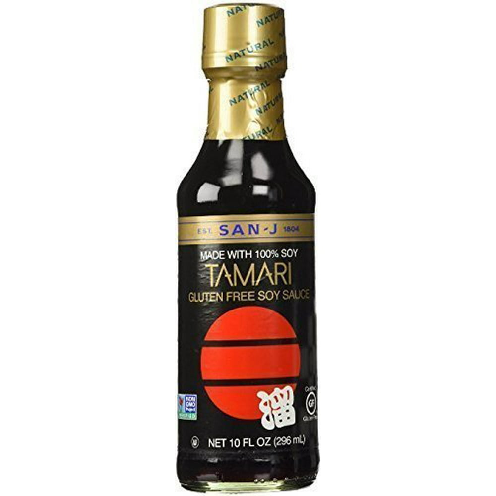 SanJ Tamari Gluten Free Soy Sauce, Non GMO Black Label, 10 Ounce (2