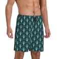 thumbnail image 2 of Balery Green Vintage Peacock Pantalones cortos de pijama de punto de algodón para hombre con cinturilla y bolsillos-4X-Large, 2 of 6