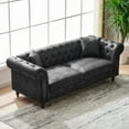 thumbnail image 2 of 83"Chesterfield ‌ tech Fabric Sofa,High-tech Fabric Roll Armrest Sofa,Upholstered Mid Century Modern Couch,3 Seater Couch for Living Room, Office, Apartment, Black, 2 of 11